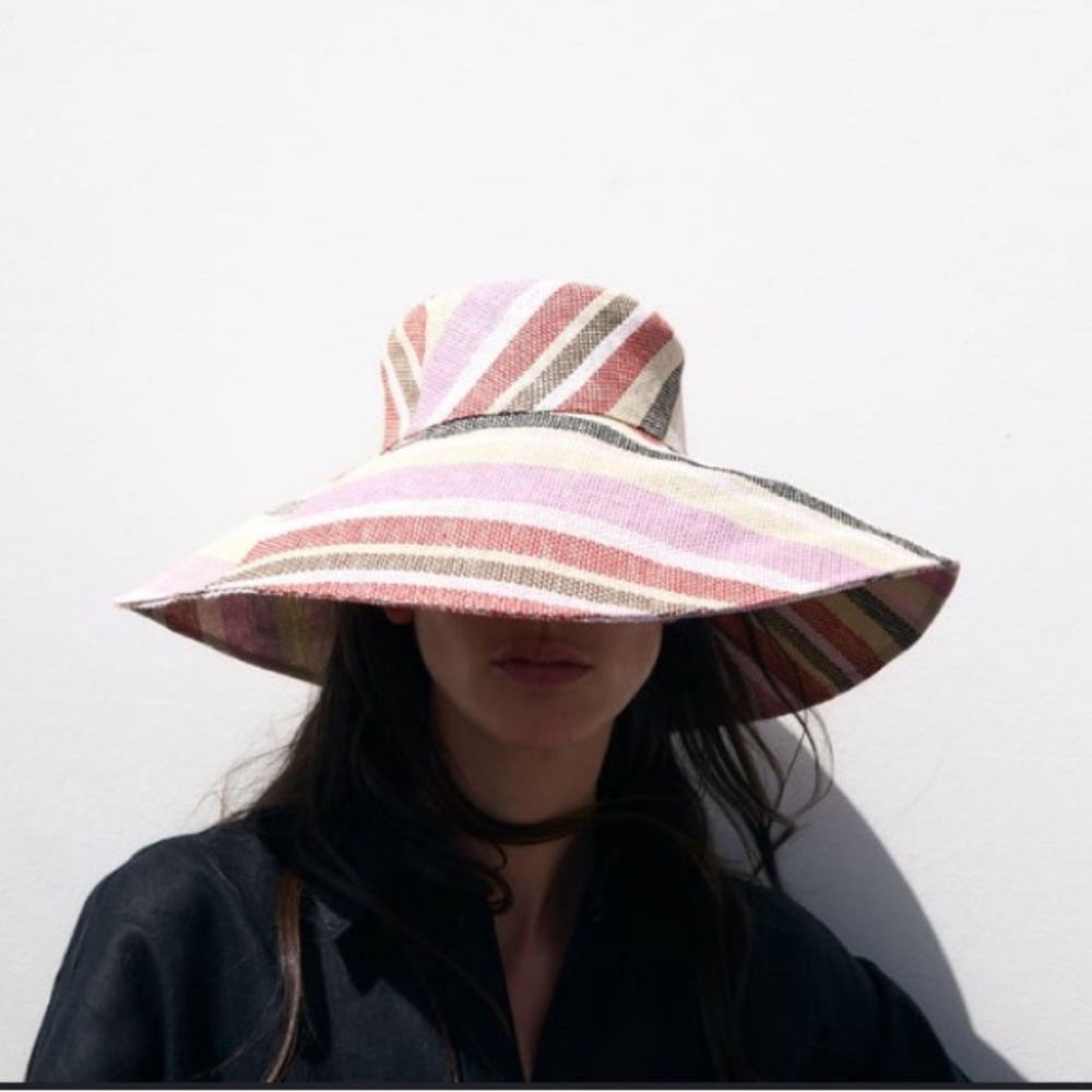 Zara Multi-colored Striped Wide Brimmed Hat